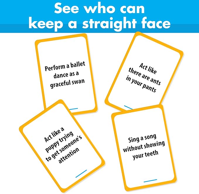 BRAVEBUG You Laugh You Lose Game - Funny Charades Kids Games - Board Games for Kids & Teens - Try Not to Laugh Challenge - Sleepover Party Supplies for Girls, Birthday Game for Family, Kids & Girls