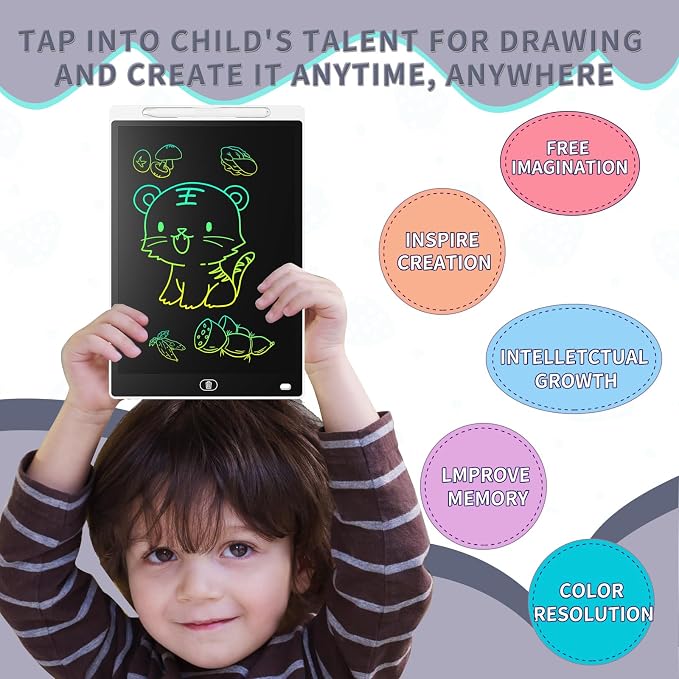 [2 Pack] Genialba LCD Writing Tablet 8.5-Inch Colorful Doodle Board, Toddler Learning Educational Toys Gifts for 3-8 Years Old Girls and Boys, Electronic Drawing Pad for Kids (Black&White)