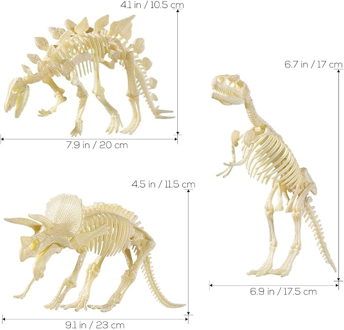 NUOLUX 3Pcs 4D Dinosaur Fossil Skeleton Toys DIY for Kids Fossil Skeleton Figure