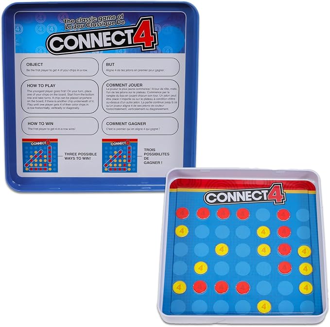 Hasbro Gaming Magnetic Game Travel Set for Kids - Bundle with 4 Travel Games in Tin Featuring Connect 4, Sorry, Trouble, Guess Who Plus Stickers | Travel Games for Kids 8-12