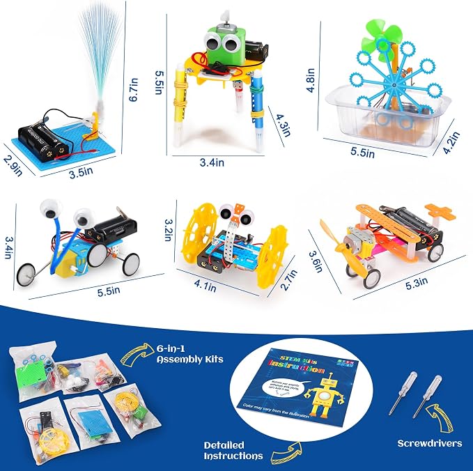 STEM Kits for Kids Robotics Kit Set, Boys Craft Educational STEM Toys Gifts | Science Experiments Project Activities for Kids, Engineering Building Electronic Motor Craft for 8 9 10 12 Year Old Birthday