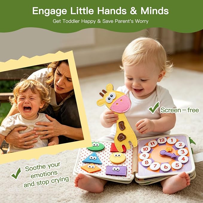 Busy Books for Toddlers 1-3, Montessori Toys, Sensory Activity Busy Boards | Toddler Toys, Felt Busy Books, Travel Toys for Boys and Girls, Gifts for Toddlers, Early Education Toys