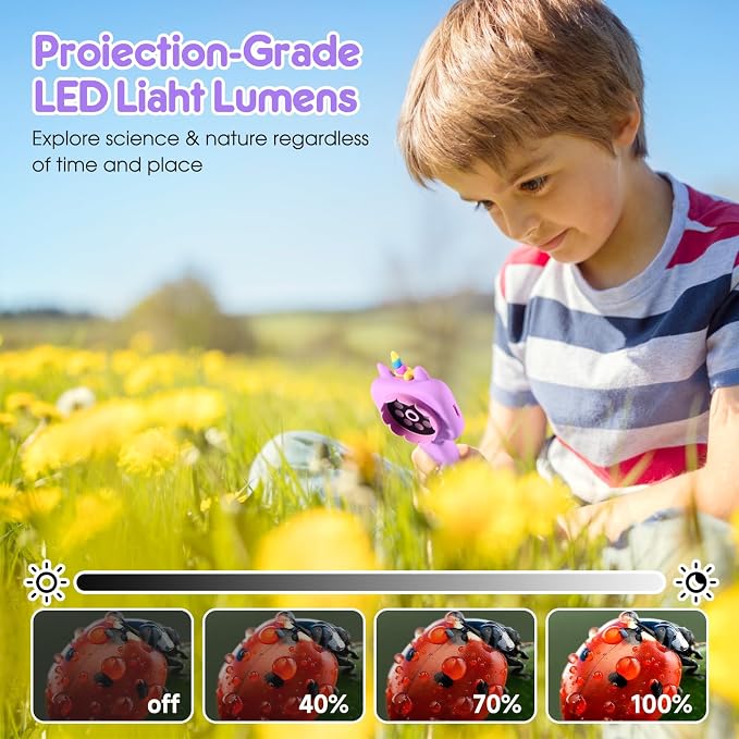 Magnify 2.4" Screen Handheld Microscope for Kids, 600X Digital 4K Kids Microscope, 8 LEDs Pocket Microscope, Portable Edu Toy for Ages 3-12 Boys& Girls Exploring Bugs Plants at Home & Outdoor Travel