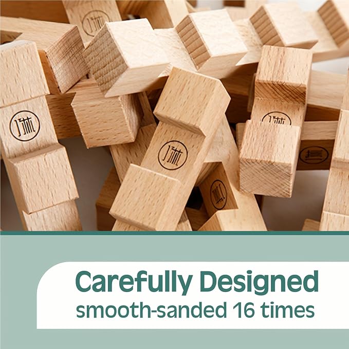 STEM Wooden Building Blocks, Toy Gun Style | Natural Wood without Paint and Rough Edges