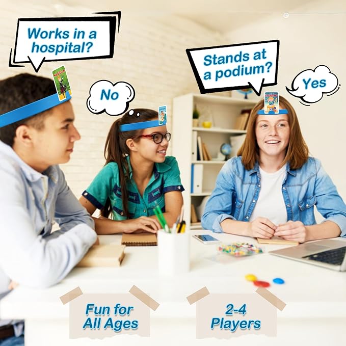 Headbands Game for Kids – Guessing Board Game to Boost Vocabulary | Critical Thinking, and Social Skills – Quick Question Family Game Night for 2–4 Players – Travel-Friendly Fun (Career Theme)