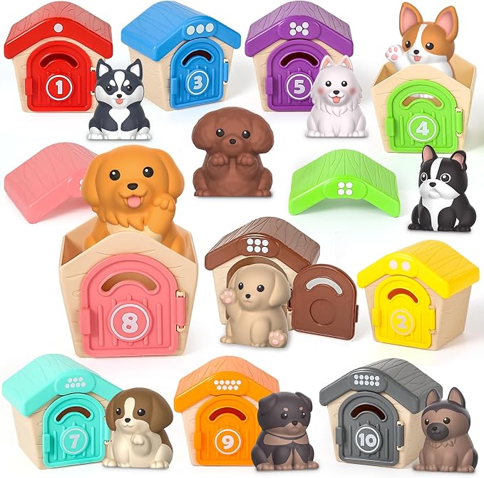 Letapapa Toddler Toys for 1-3 Year Old, Montessori Toys Themed Dog for Baby | Educational Counting, Matching & Sorting Toys Activities, Christmas Birthday Gifts for Baby Boy Girl 12-18M Fine Motor Skills