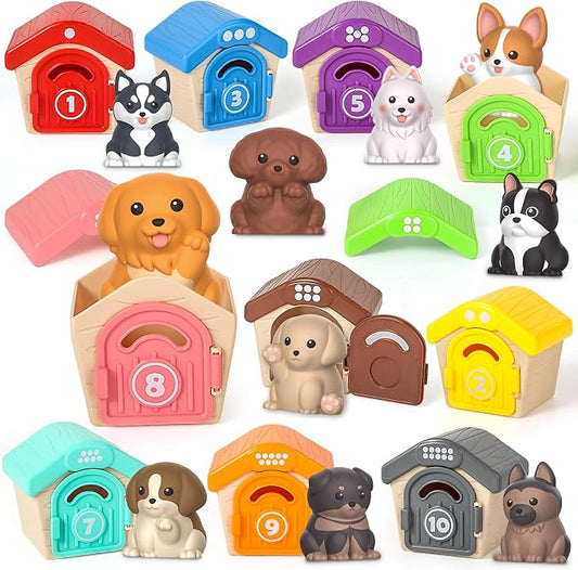Letapapa Toddler Toys for 1-3 Year Old, Montessori Toys Themed Dog for Baby | Educational Counting, Matching & Sorting Toys Activities, Christmas Birthday Gifts for Baby Boy Girl 12-18M Fine Motor Skills