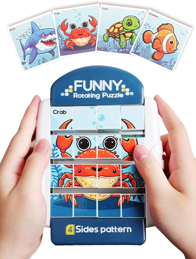 16-Piece Rotating Puzzles for Kids 4-6, Toddlers Puzzles 3+, Road Trip, Airplane Activities Game, Travel Toys - Brain Teaser, Fine Motor Skills, Birthday Gifts Boys & Girls
