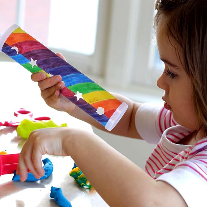 Abaodam DIY Kaleidoscope Kit for Kids, 7.4Inch Educational Craft | with Kaleidoscope Accessories for Home Classroom Hands-on Stem Learning Activity