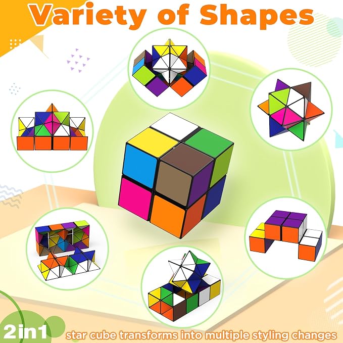 Euclidean Cube Fidget Toys for Kids 2 in 1 Star Cube Magic Cube Puzzle Toys | Fidget Cube for Kids and Adults, Yoshimoto Cube Travel Toy Stress Relief for All Age, Birthday Gifts for Boys Girls Ages 8-12