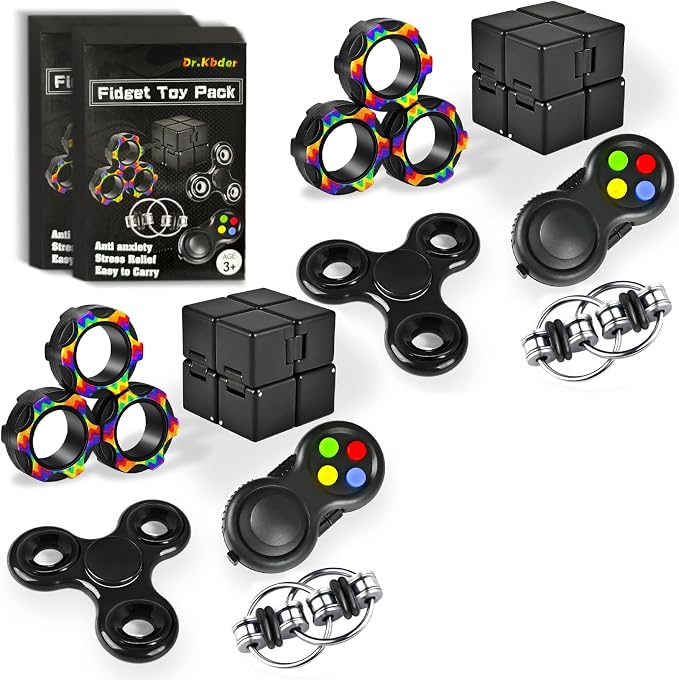 Fidget Toys Adults Set Fidgets for Classroom Must Have Autism Sensory Pack Figette Cube ADHD Special Treasure Prize Tool Stress Relief Desk Cool Gadget for Kid Easter Basket Stuffers for Teen Boys