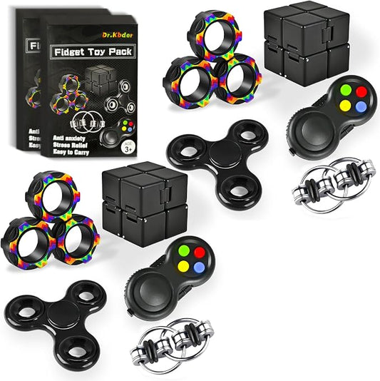 Fidget Toys Adults Set Fidgets for Classroom Must Have Autism Sensory Pack Figette Cube ADHD Special Treasure Prize Tool Stress Relief Desk Cool Gadget for Kid Easter Basket Stuffers for Teen Boys
