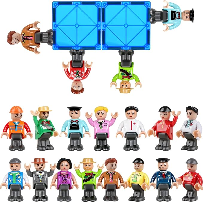 Magnetic People Figures for Kids, 15PCS Community Helpers Toys | Sensory Toy 4 5 6 7 Year Old Boys Girls, Educational Magnet Building Block Christmas Birthday Gift Toys for Kids Ages 4-8 3-5