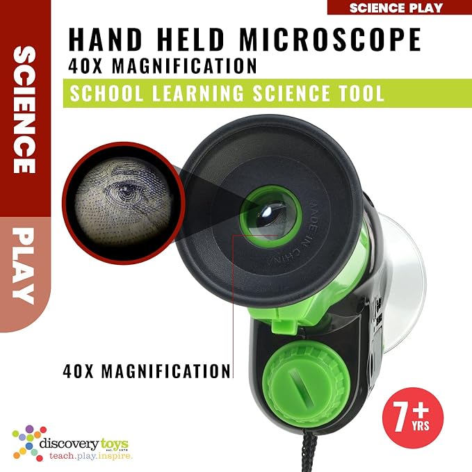 Discovery Toys Handheld Microscope for Kids | 40x Magnification LED – STEM Science Kit | Pocket Microscope Toy | Educational Toy Explorer Gift | Portable Mini Scope for Ages 8+ | Explore IT!
