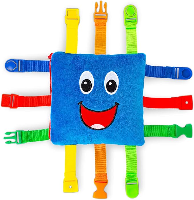 Buckle Toys, Boomer Square, Learning Activity, Easy Travel Toy for Toddlers | Develop Motor Skills and Problem Solving, Travel Toy Perfect Car Travel Accessories for Long Trips