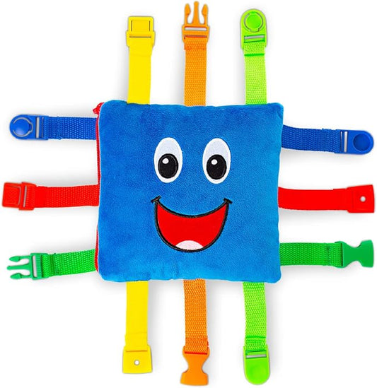 Buckle Toys, Boomer Square, Learning Activity, Easy Travel Toy for Toddlers | Develop Motor Skills and Problem Solving, Travel Toy Perfect Car Travel Accessories for Long Trips