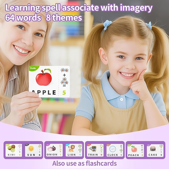 Matching Letter Games for Kids Ages 4-8,Learning & Education Toys for Preschool Boys Girls Spelling/Reading/Math Learning/Word Recognition,Birthday Gifts Educational Toys for Kindergarten Kids, Purple