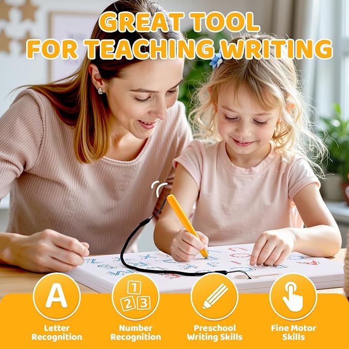GAMENOTE Magnetic Letter Number Board Double Sided, ABC 123 Tracing Set | 2 in 1 alphabet numbers tracing board, uppercase lowercase ABC 123, math learning, educational toy for toddlers kids