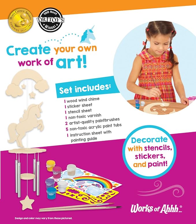 Masterpieces Craft Set - Unicorn Wind Chime Classic Wood Paint Kit