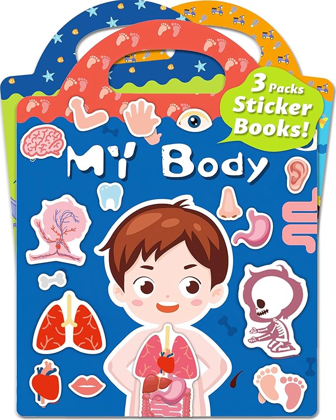 Walenced Reusable Sticker Book for Toddlers, Stickers for Kids, Toddler Toy | Toddler Craft Activities, Toddler Travel Toys, Boy Girl Birthday Gifts, Airplane Travel & Road Trip Essentials Kids