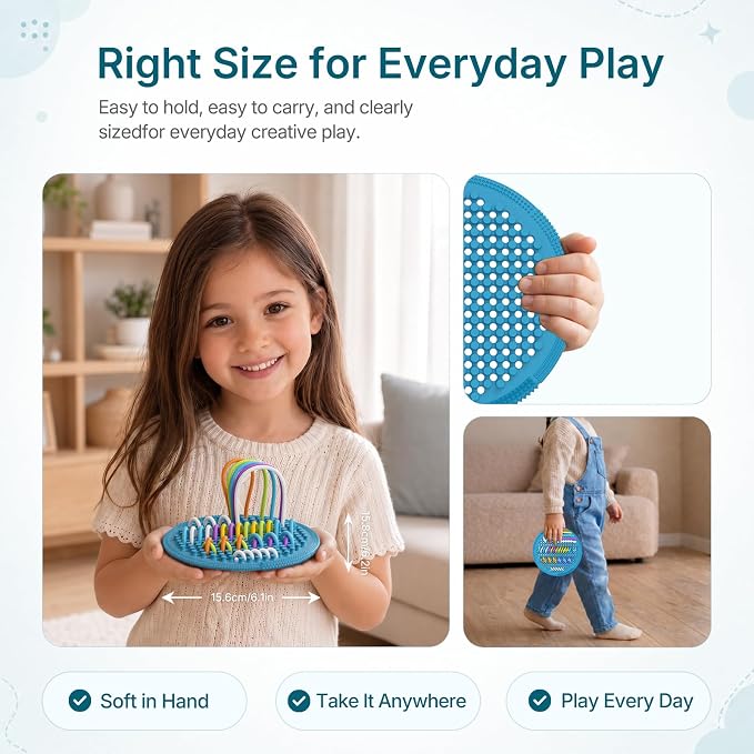 Silicone Sensory Activity Board for Toddlers Fine Motor Skills Fidget Toys | Kids calming noodles threading board eases anxiety ADHD autism portable classroom airplane office gift for adults all ages