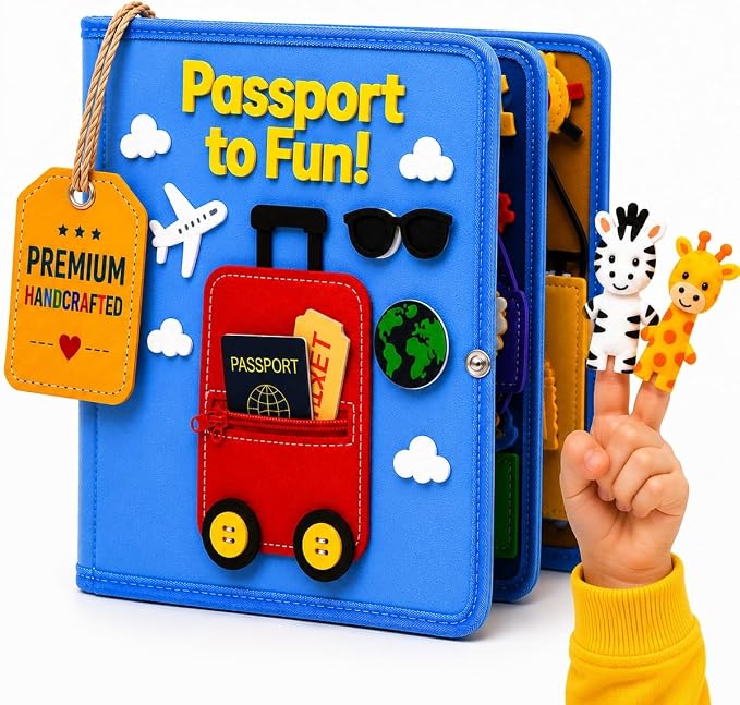 Busy Book for 1 Year Old – Montessori Busy Book for Toddlers 1–3 – Passport to Fun Travel Activity Book
