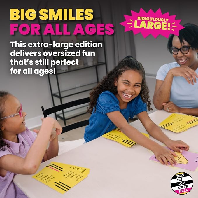 Taco Cat Goat Cheese Pizza Ridiculously Large Edition Wildly Entertaining Oversized Card Game for Family Game Night | Easy to Play 10 Min Rounds | for Kids, Teens, Adults, and Families | 2-8 Players | Ridiculously Large Edition feauturing oversized 8.5...