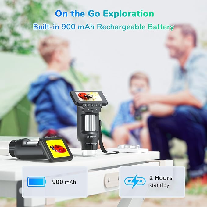 LM013 Portable Digital Microscope with 2.8" LCD Screen | 1080 FHD Video, 12MP Handheld Microscope for Kids, 120X USB Coin Magnifier for Adults, 8 LED, Microscope Slides, PC View
