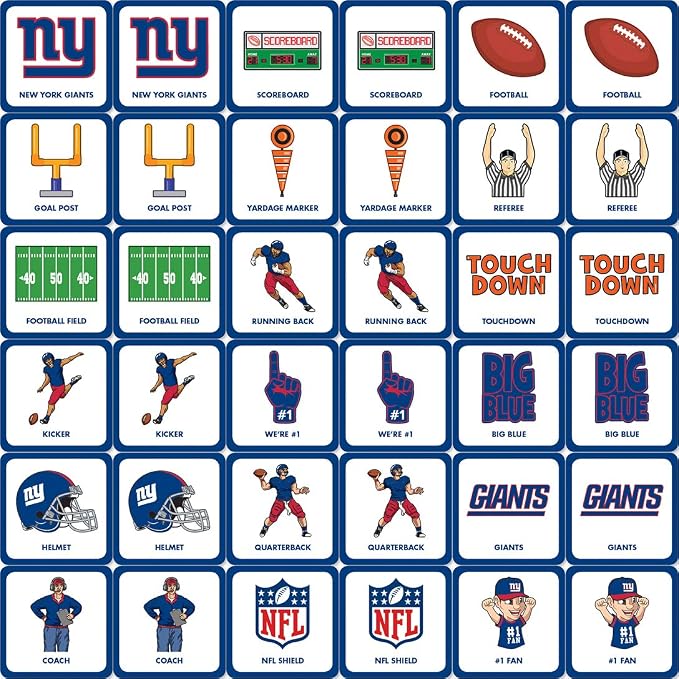 MasterPieces Officially Licensed NFL New York Giants Picture Matching Card Game for Kids and Families