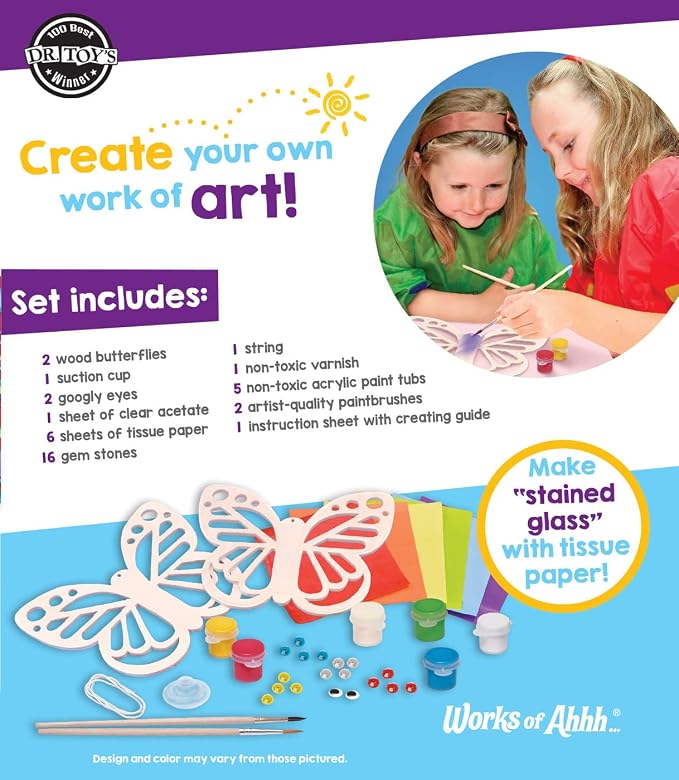 Craft Set - Suncatcher Classic Wood Paint Kit - Premium Quality, Educational, and Fun Activity for Kids and Families - Great Gift Idea for Holidays, Birthdays, and Everyday Playtime