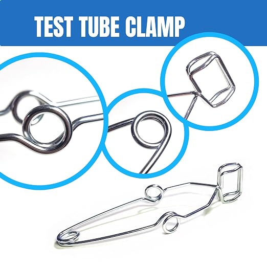 Chemistry Lab Tool Set, Stainless Steel | Crucible tongs, lab spatula scoop, U shape spoon, test tube clamp, forceps tweezers, chemistry starter tools