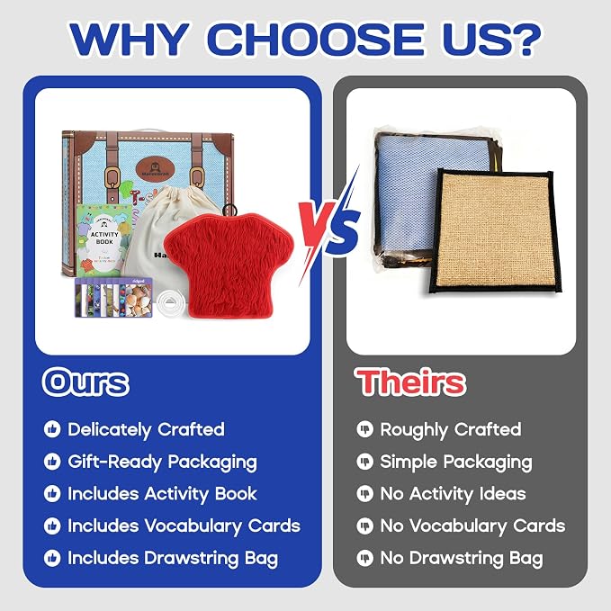 Upgraded Sensory Mats w/Activity Book, Sensory Toys for Kids with Autism (11 x 9 inches), Tactile Wall Panel Montessori Toy, Sensory Room Must Haves for Calming & Focused Learning