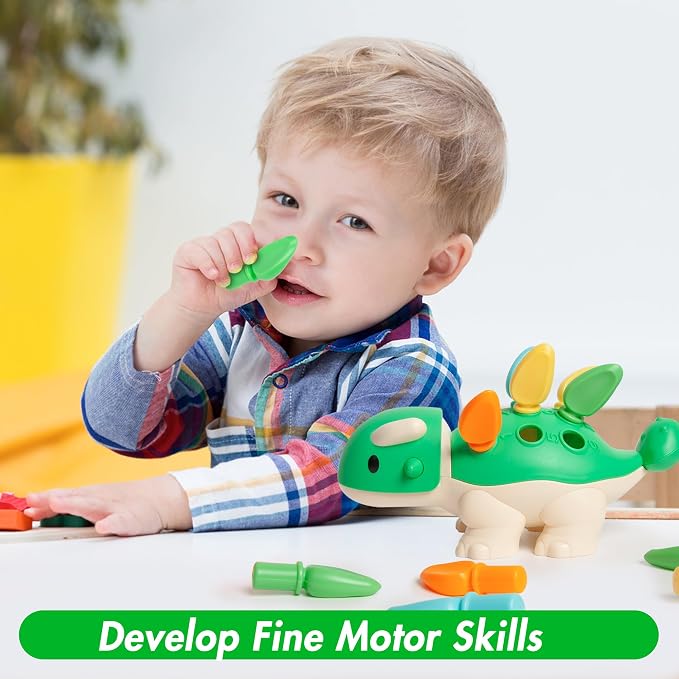 Hirger Fine Motor Dinosaur: Sensory Toys for Toddler 1-3 Year Old, Montessori Preschool Learning Educational Toy for Baby 12 Month Birthday Gift