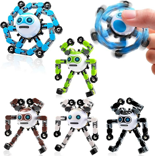 5 PCS Travel Toys Transformable Fidget Spinners Toys for Kids and Adults Sensory Toy for Boys Teens Stress Relief Autism ADHD Cool Road Trip Travel Essential Birthdays Gifts for Party Favors