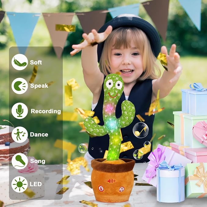 Emoin Talking Cactus Toy, Interactive Toys Dancing Cactus Toy Mimicking Repeating What You Say, Toddler Infant Baby Toys Gifts for 6 7 8 9 10 Month Old Baby Toys for 1 2 3 Year Old Boy Girl | Mimicking Repeating What You Say, Toddler Infant Baby Toy Gi...