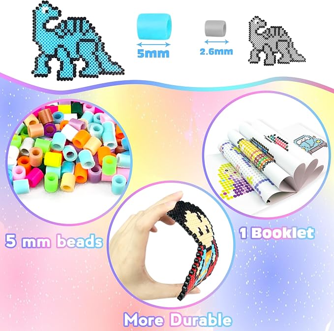 Fuse Beads Kit for Kids-11000 Beads,20 Colors 5mm Fuse Beads Set with Storage Box, Ironing Papers,Pegboards Booklet and Accessories,DIY Art Craft Toys Gifts for Girls & Boys Age 5+ Birthday Christmas