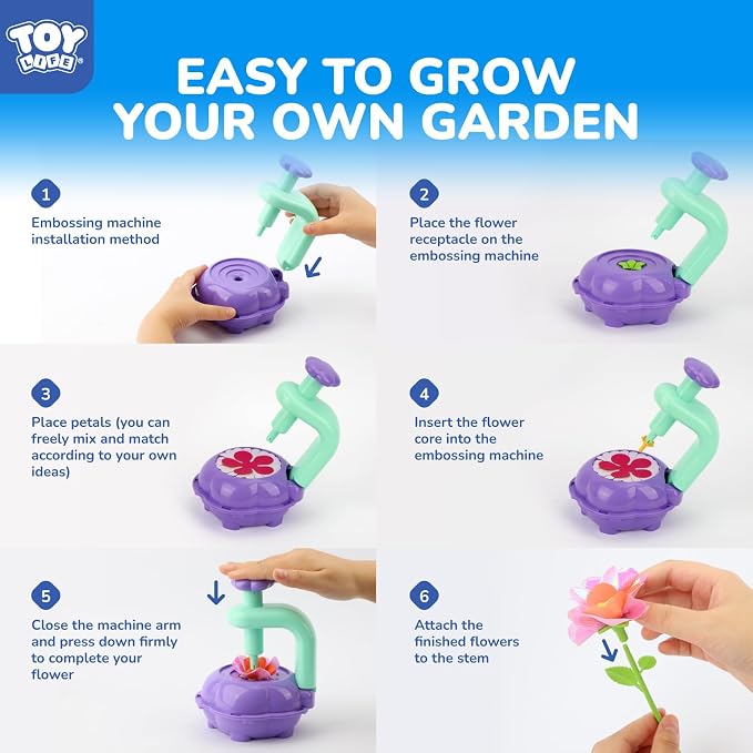TOY Life DIY Flower Bouquet Craft Kit for Girls, Ages 3-8 | Reusable fabric pieces, hands-on STEM activity, birthday gift & Easter basket idea