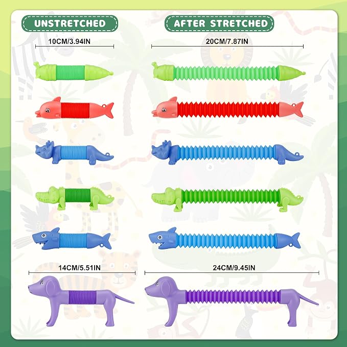 20 PCS Animal Pop Tubes Fidget Toys, Party Favors Toddlers Kids Travel Entertainments, Classroom Prizes,Carnival Prizes,Piñata Stuffers,Stress Relief Sensory Toys for Kids 3-8
