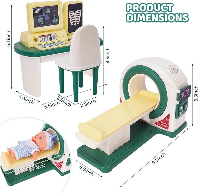 Doctor Kit for Toddlers 3-5, Kids Doctor Playset with Medical Tools, X-ray Machine and Toy Stethoscope ,Educational Pretend Play for Boys & Girls Ages 2 3 4 5 6,Birthday Gift & Dress-Up Toys