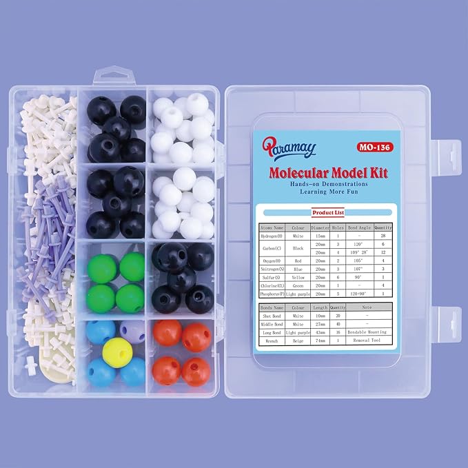 Chemistry Molecular Model Kit (136 Pcs) for Student and Teacher,Organic and Inorganic Chemical Learning Set,Motivate Enthusiasm for Learning Chemistry and Raising Space Imagination