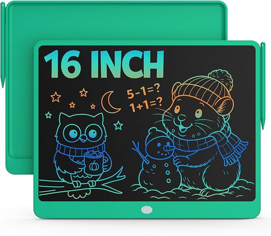 Bravokids 16 Inch LCD Writing Tablet for 3-8 Year Olds - Electronic Drawing Pad and Doodle Board as Educational Birthday Gifts for Girls and Boys (Green)