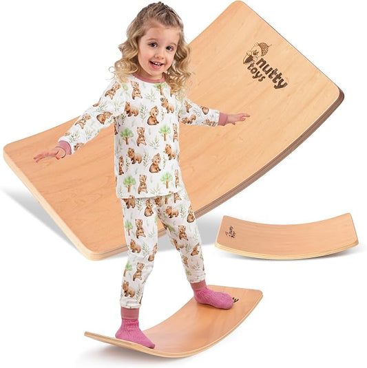 NUTTY TOYS Montessori Wooden Wobble Board for Kids & Adults -100% Natural Wood Balance Board, Waldorf Toddler Balancing Toy, Unique Boy Girl Open Ended Toy Best Valentines Day & Easter Gifts Idea 2026