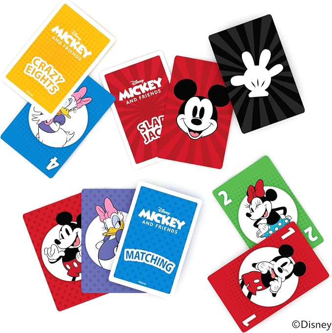 Bicycle Disney Mickey and Friends 3-in-1 Card Games, Matching, Crazy Eights & Slap Jack, Featuring Mickey Mouse, Donald Duck & Goofy, Kids Card Games Ages 4+, Family Games for 2-6 Players