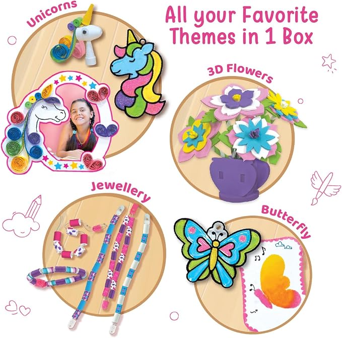 Imagimake Fabulous Craft Kit, 20 Mess-Free Creative Activities for Girls | Learn 5 Unique Art Techniques, Make Bracelets, Suncatchers & More, Birthday Gift for Girls Ages 5,6,7,8,9,10,11,12 Years Old