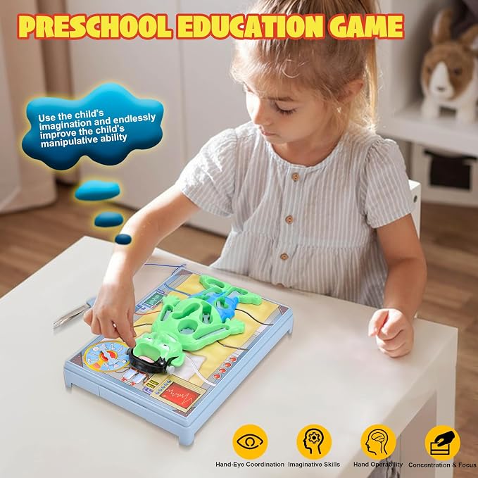 Operated Monster Board Game for Kids Ages 3-8-12 Years Old with Tweezers and Fun Game Pieces, Classic Education Board Game for Single or 2 Player, Popular Gifts for Kids