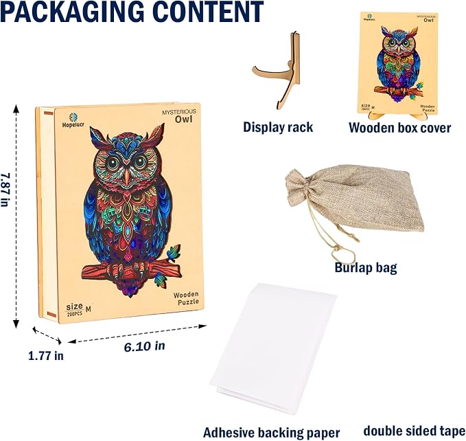 Wooden Puzzles for Adults, Unique Shaped Animal Jigsaw Puzzles, Owl Wood Puzzles Adult, Birthday Gifts for Adult and Kids, 100 Piece 7.1"×4.6"