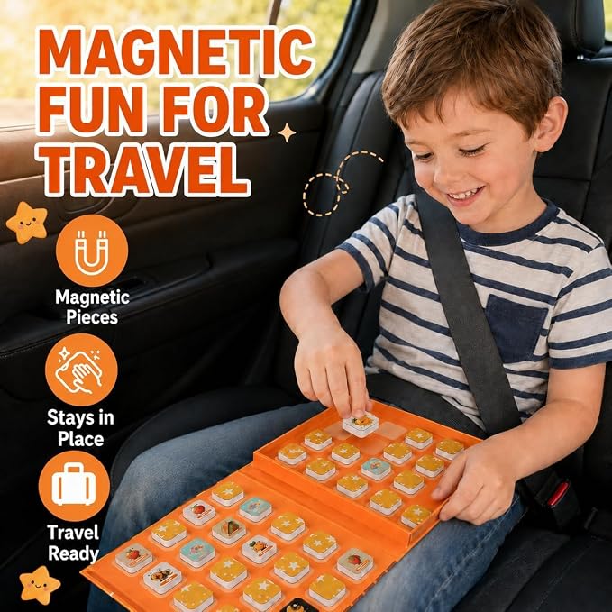 Travofun Magnetic Memory Matching Game | Travel Toys for Toddlers 3-5 | Book-style travel memory game with magnetic matching pieces builds focus and recall on car rides, flights, and quiet play.
