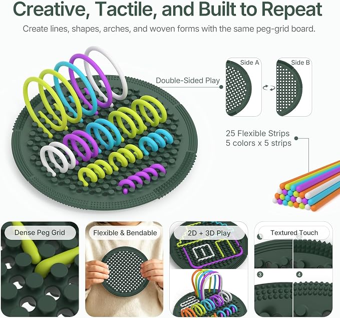 Sensory Activity Board:Fidget Toy for Anxiety, ADHD Kids & Adults | sensory toys for Kids 3+ and Adults, with 25 pull strings and a portable bag for travel, classrooms and everyday play
