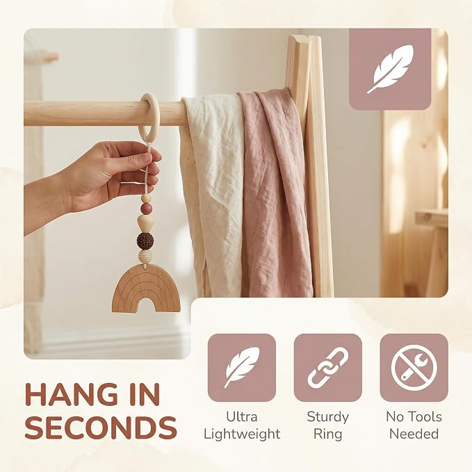 Toddmomy 4Pcs Wood Toys Wooden Hanging Toy Wood Activity Pendant Hanging Sensory Nursery Decor