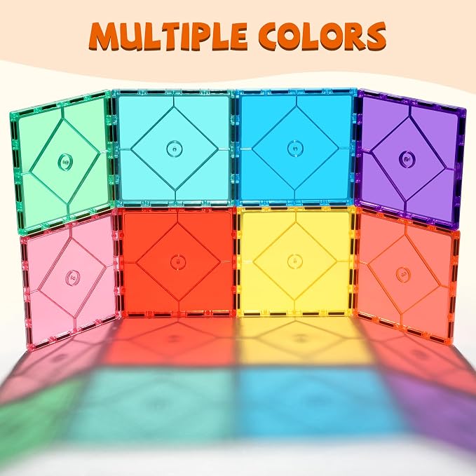 8 Piece Large Square Shape Magnetic Tiles Kids Toys for Kids Ages 3-5 4-8 | Magnetic Building Blocks STEM Magnet Building Set Preschool Learning Magnet, Sensory Montessori Toys for 3+ Boys and Girls